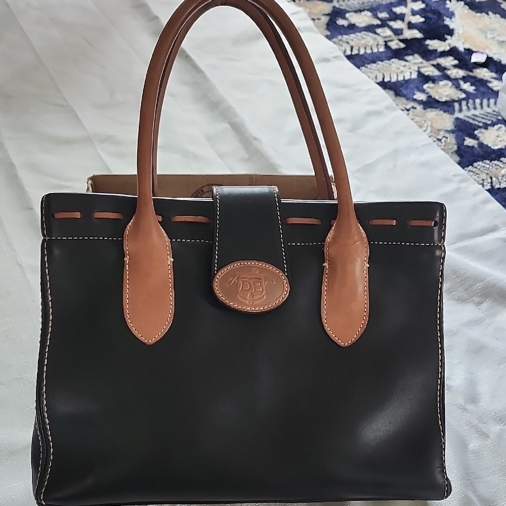 Dooney & Bourke Black and Tan Leather Tote
